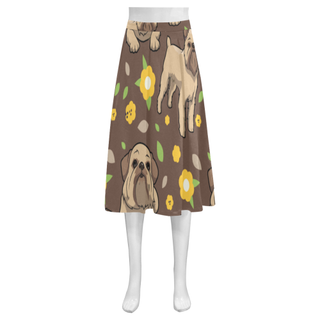 Brussels Griffon Flower Mnemosyne Women's Crepe Skirt (Model D16) - TeeAmazing