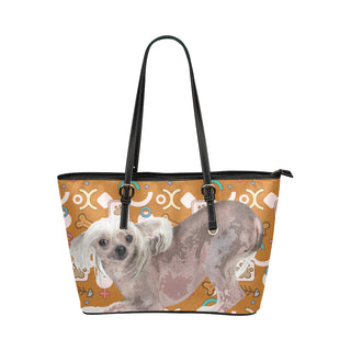 Cute Chinese Crested Leather Tote Bag/Small - TeeAmazing