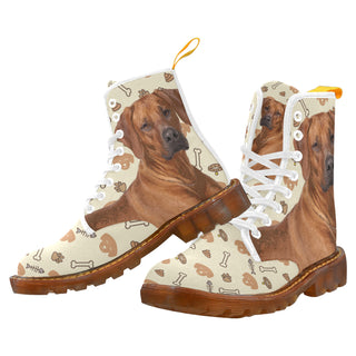 Rhodesian Ridgeback Dog White Boots For Men - TeeAmazing