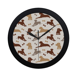 Labrador Retriever Pattern Black Circular Plastic Wall clock - TeeAmazing