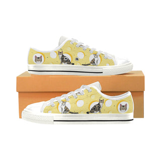 American Wirehair White Low Top Canvas Shoes for Kid - TeeAmazing