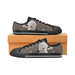 Old English Sheepdog Dog Black Low Top Canvas Shoes for Kid - TeeAmazing