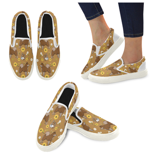 Eurasier Flower White Women's Slip-on Canvas Shoes - TeeAmazing