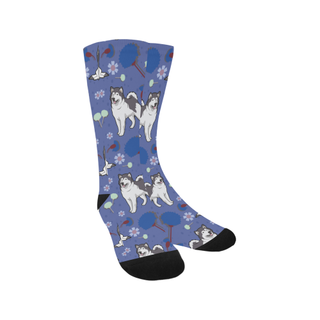 Alaskan Malamute Flower Trouser Socks - TeeAmazing