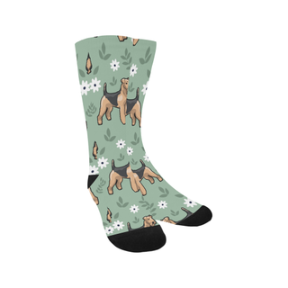 Airedale Terrier Flower Trouser Socks - TeeAmazing