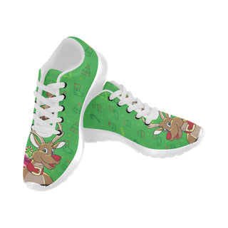 Reindeer Christmas White Sneakers for Women - TeeAmazing
