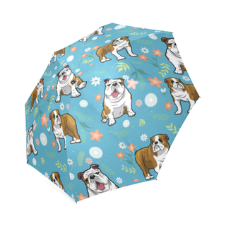 English Bulldog Flower Foldable Umbrella - TeeAmazing