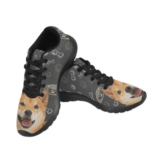 Shiba Inu Dog Black Sneakers for Women - TeeAmazing
