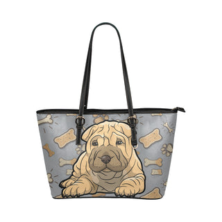 Shar Pei Dog Leather Tote Bag/Small - TeeAmazing