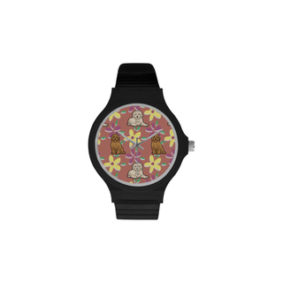 Labradoodle Flower Unisex Round Plastic Watch(Model 302) - TeeAmazing