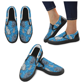 Russian Blue Black Women's Slip-on Canvas Shoes - TeeAmazing