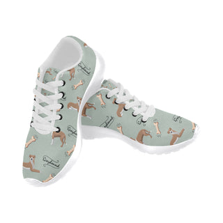 Greyhound Pattern White Sneakers Size 13-15 for Men - TeeAmazing