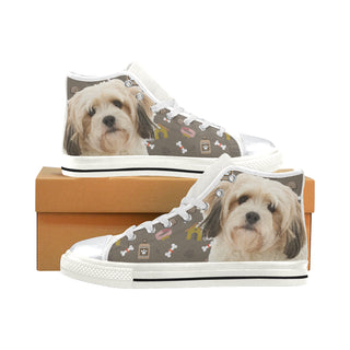 Cavachon Dog White High Top Canvas Shoes for Kid - TeeAmazing