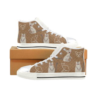 Javanese Cat White High Top Canvas Shoes for Kid - TeeAmazing