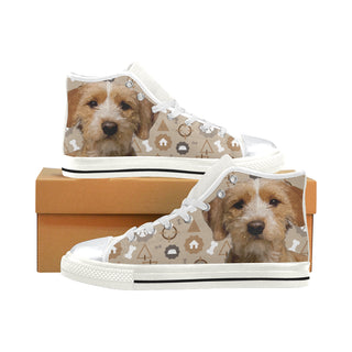 Basset Fauve Dog White High Top Canvas Shoes for Kid - TeeAmazing