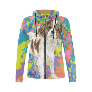 Cavalier King Charles Spaniel Water Colour No.2 All Over Print Full Zip Hoodie for Women - TeeAmazing
