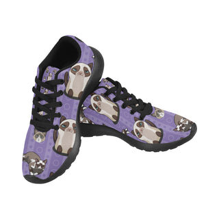 Snowshoe Cat Black Sneakers for Women - TeeAmazing