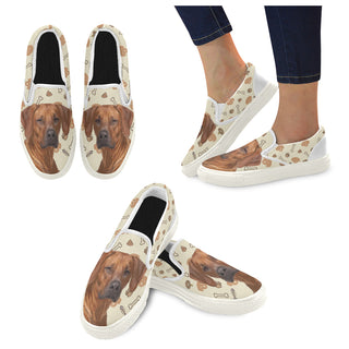 Rhodesian Ridgeback Dog White Women's Slip-on Canvas Shoes - TeeAmazing