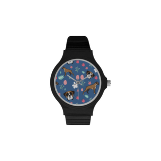 Boxer Flower Unisex Round Plastic Watch(Model 302) - TeeAmazing