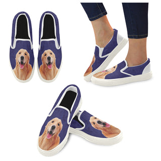Golden Retriever Lover White Women's Slip-on Canvas Shoes - TeeAmazing
