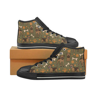 Border Terrier Pattern Black High Top Canvas Women's Shoes/Large Size - TeeAmazing