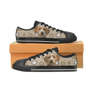 Basset Fauve Dog Black Low Top Canvas Shoes for Kid - TeeAmazing