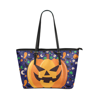 Pumpkin Halloween Leather Tote Bag/Small - TeeAmazing