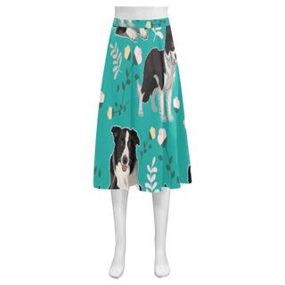 Border Collie Flower Mnemosyne Women's Crepe Skirt (Model D16) - TeeAmazing