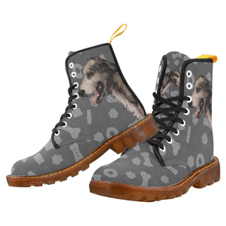 Irish Wolfhound Dog Black Boots For Men - TeeAmazing