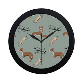 Greyhound Pattern Black Circular Plastic Wall clock - TeeAmazing