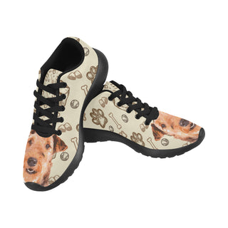 Airedale Terrier Black Sneakers for Women - TeeAmazing
