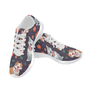 Pit bull Flower White Sneakers for Women - TeeAmazing