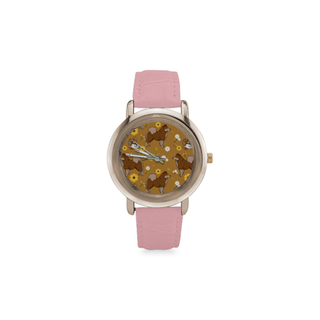 Eurasier Flower Women's Rose Gold Leather Strap Watch - TeeAmazing