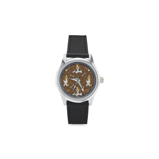 Basset Fauve Kid's Stainless Steel Leather Strap Watch - TeeAmazing
