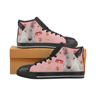 Bull Terrier Dog Black High Top Canvas Women's Shoes/Large Size - TeeAmazing