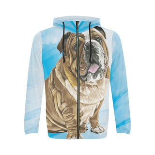 English Bulldog Water Colour No.1 All Over Print Full Zip Hoodie for Men - TeeAmazing