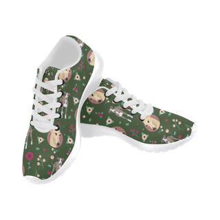 Greyhound Flower White Men's Running Shoes/Large Size (Model 020) - TeeAmazing