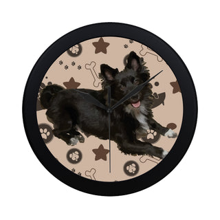 Schip-A-Pom Dog Black Circular Plastic Wall clock - TeeAmazing