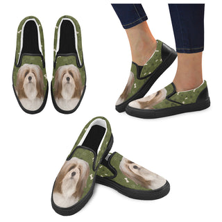 Lhasa Apso Dog Black Women's Slip-on Canvas Shoes - TeeAmazing