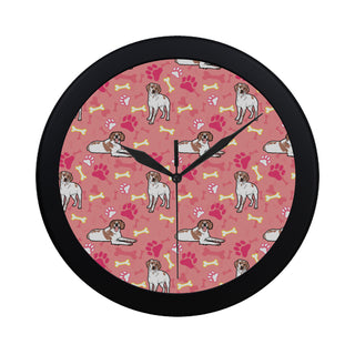 Brittany Spaniel Pattern Black Circular Plastic Wall clock - TeeAmazing