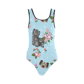 Skye Terrier Flower Vest One Piece Swimsuit (Model S04) - TeeAmazing