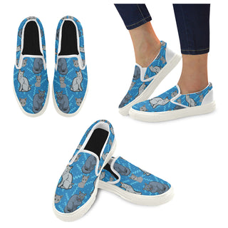 Russian Blue White Women's Slip-on Canvas Shoes - TeeAmazing