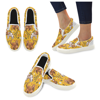 English Cocker Spaniel Flower White Women's Slip-on Canvas Shoes - TeeAmazing