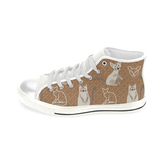 Javanese Cat White Men’s Classic High Top Canvas Shoes - TeeAmazing