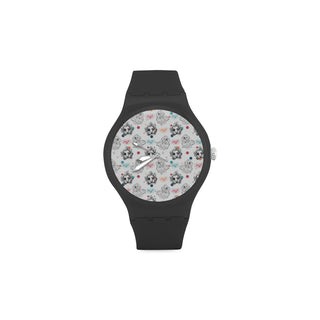 Maltese Pattern Black Unisex Round Rubber Sport Watch - TeeAmazing