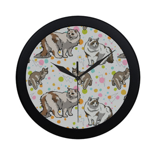 Ragamuffin Cat Black Circular Plastic Wall clock - TeeAmazing