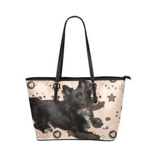 Schip-A-Pom Dog Leather Tote Bag/Small - TeeAmazing