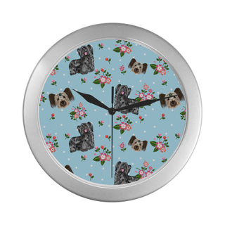 Skye Terrier Flower Silver Color Wall Clock - TeeAmazing