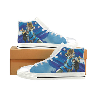 Link with Arrow White High Top Canvas Women's Shoes/Large Size - TeeAmazing