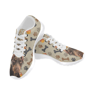 Doberman Dog White Sneakers for Men - TeeAmazing